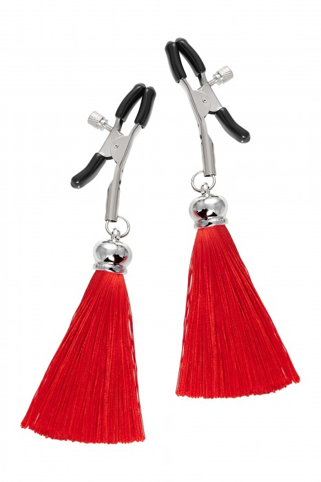 Зажимы на соски «Прищепки» с красными кисточками из шелка - Pecado - купить с доставкой в Рязани