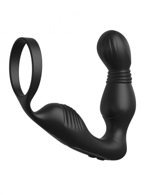 Черный вибростимулятор простаты с эрекционным кольцом Ass-Gasm Pro P-Spot Milker - Pipedream - в Рязани купить с доставкой