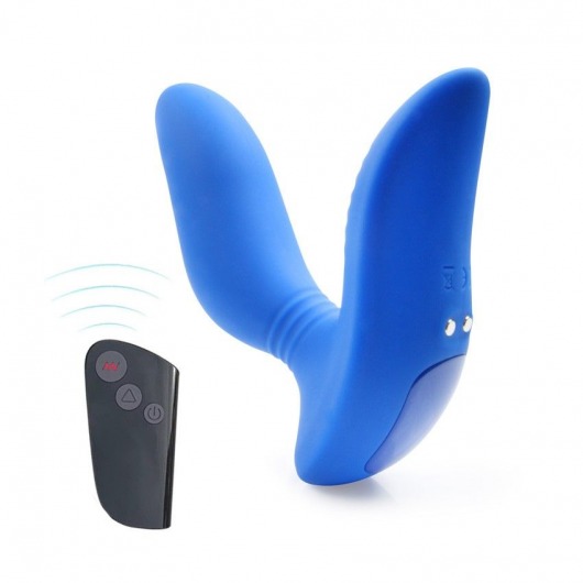 Синий вибромассажер простаты 3,5’’ Remote Control Curve P-spot Massager - 12 см. - Erokay - в Рязани купить с доставкой