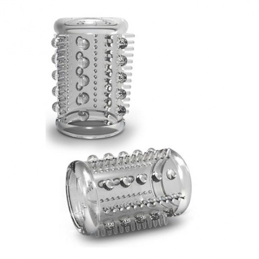 Прозрачная насадка с шипами и шишечками STAY HARD COCK SLEEVE 03 CLEAR - Blush Novelties - в Рязани купить с доставкой