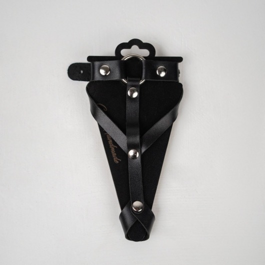 Черный кожаный браслет с кольцом - Crazy Handmade - купить с доставкой в Рязани