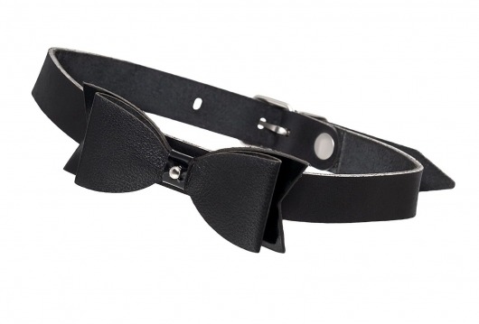 Черный кожаный чокер с бабочкой - Pecado - купить с доставкой в Рязани