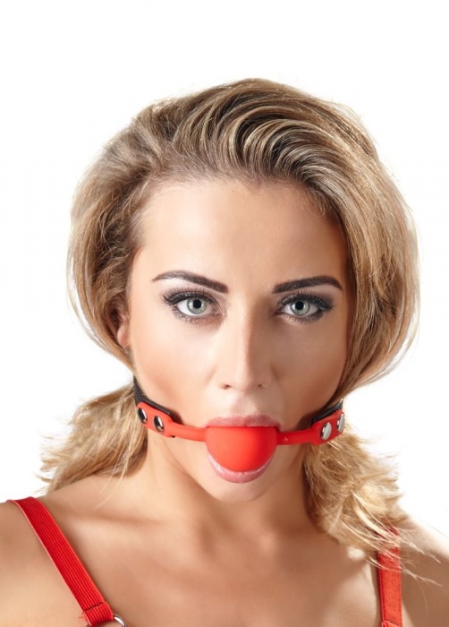 Силиконовый кляп-шар на чёрных ремешках Red Gag silicone - Orion - купить с доставкой в Рязани