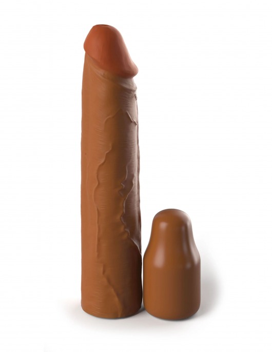 Коричневая насадка на член 2  Silicone X-tension - 20,3 см. - Pipedream - в Рязани купить с доставкой