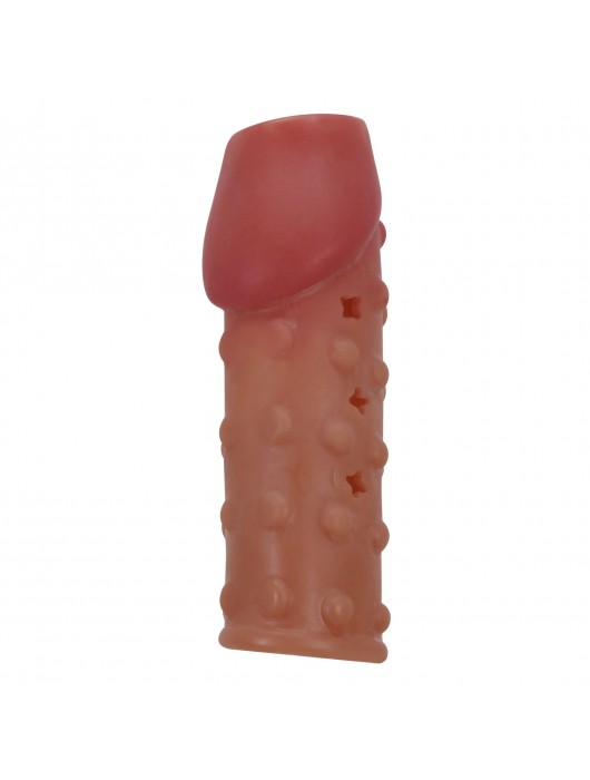 Телесная открытая насадка на пенис с бугорками - 19,8 см. - Baile - в Рязани купить с доставкой