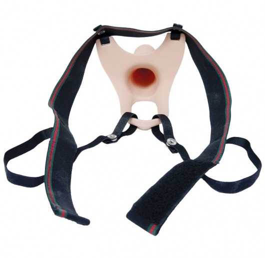 Телесный полый страпон на ремешках - 16,5 см. - Boys of Toys - купить с доставкой в Рязани