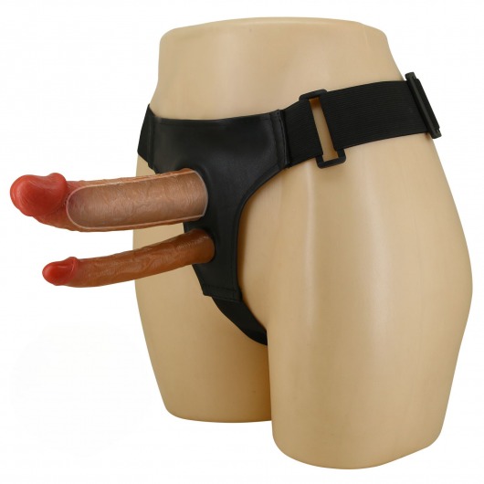 Темно-бежевый фаллопротез для двойного проникновения - 17,5 см. - Baile - купить с доставкой в Рязани