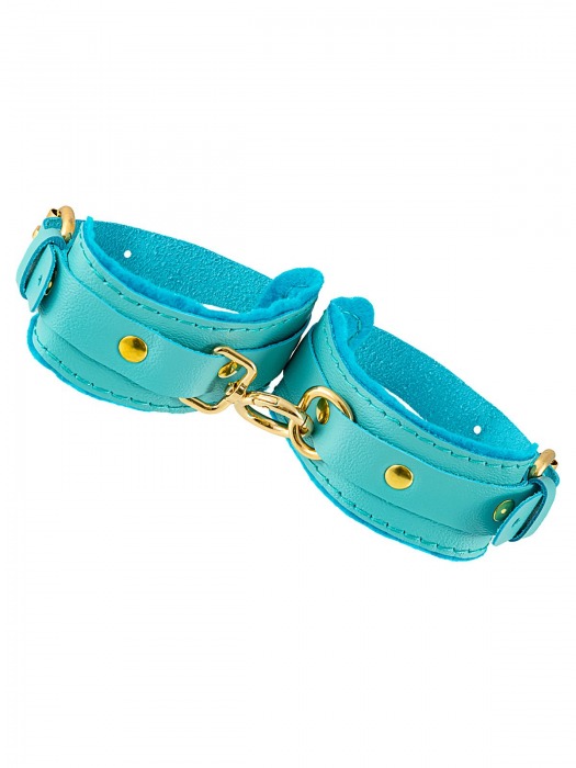 Голубые двуслойные кожаные оковы - Pecado - купить с доставкой в Рязани