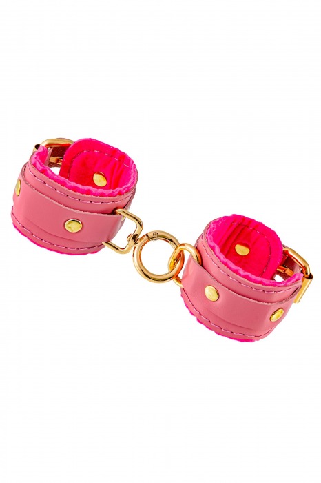Розовые двуслойные кожаные оковы - Pecado - купить с доставкой в Рязани