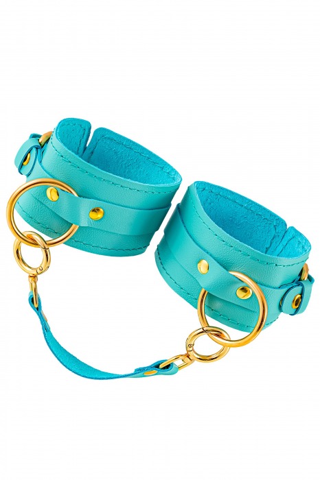 Голубые однослойные кожаные оковы - Pecado - купить с доставкой в Рязани
