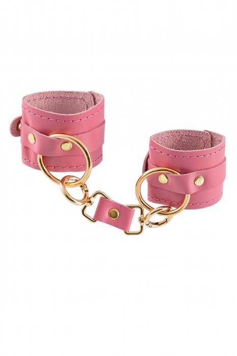 Розовые однослойные кожаные наручники - Pecado - купить с доставкой в Рязани