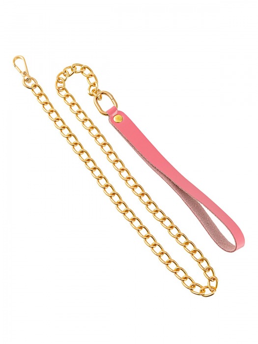 Розовый кожаный поводок с карабином для ошейника - 80 см. - Pecado - купить с доставкой в Рязани