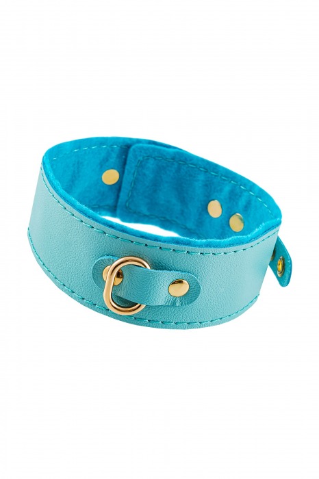 Голубой двуслойный кожаный ошейник с подкладкой из фетра - Pecado - купить с доставкой в Рязани