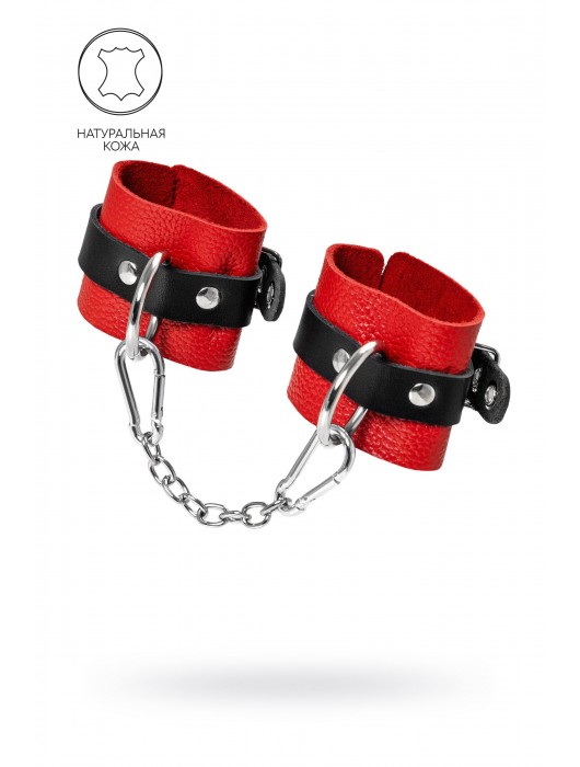 Красно-черные мягкие наручники с одним ремешком с люверсами - Pecado - купить с доставкой в Рязани