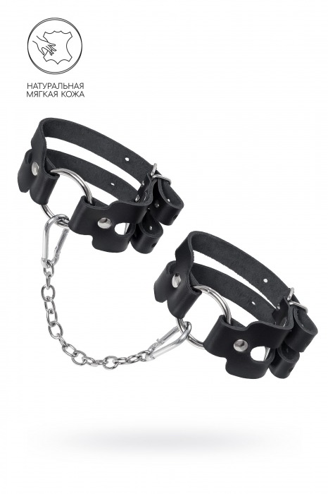 Черные кожаные оковы из двух ремешков - Pecado - купить с доставкой в Рязани