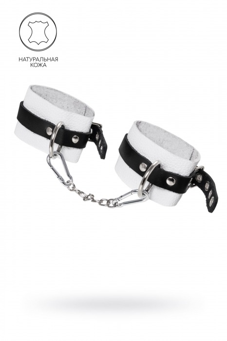 Бело-черные мягкие оковы с одним ремешком и люверсами - Pecado - купить с доставкой в Рязани