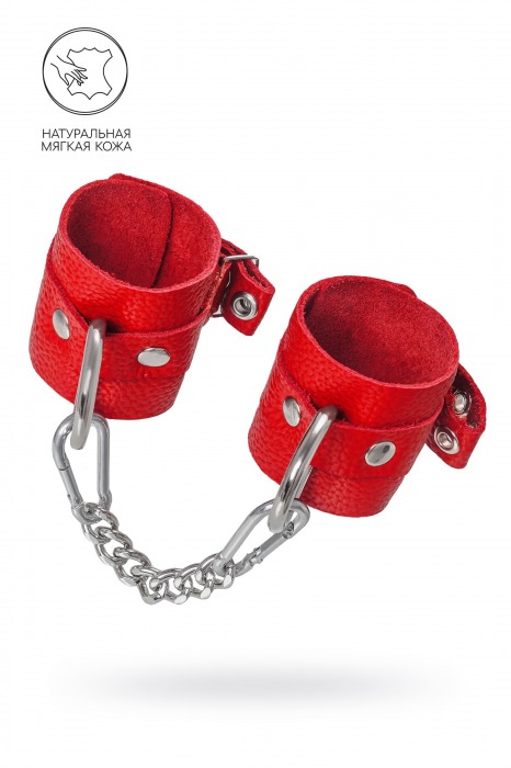 Красные мягкие кожаные наручники с люверсами - Pecado - купить с доставкой в Рязани