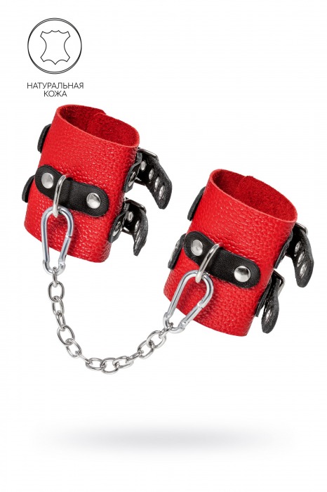 Красно-черные мягкие наручники с двумя ремешками с люверсами - Pecado - купить с доставкой в Рязани