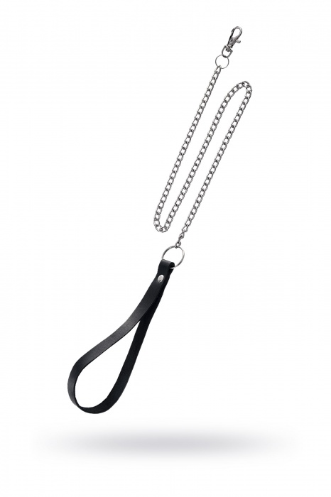 Поводок с ручкой из черной натуральной кожи и карабином для ошейника - Pecado - купить с доставкой в Рязани
