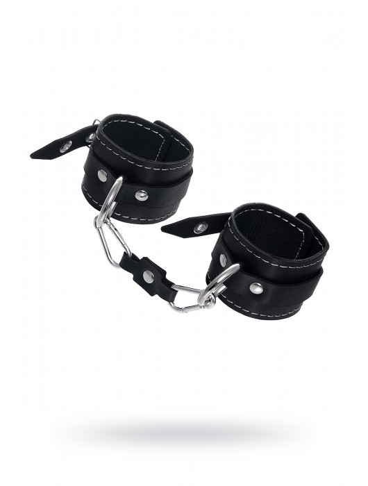 Черные двухслойные наручники с белой строчкой - Pecado - купить с доставкой в Рязани