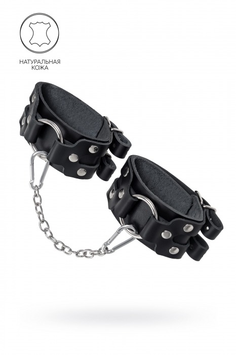 Черные кожаные оковы с двумя ремешками - Pecado - купить с доставкой в Рязани