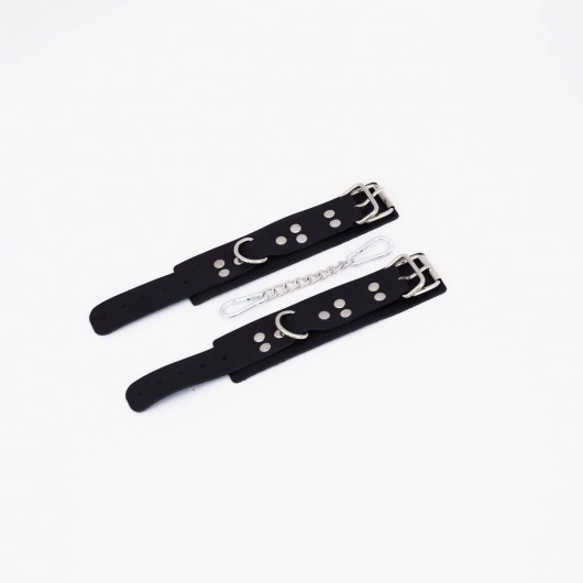 Черные кожаные наручники с регулируемыми ремешками - Crazy Handmade - купить с доставкой в Рязани