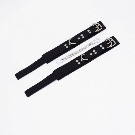 Черные кожаные оковы с регулируемыми ремешками - Crazy Handmade - купить с доставкой в Рязани