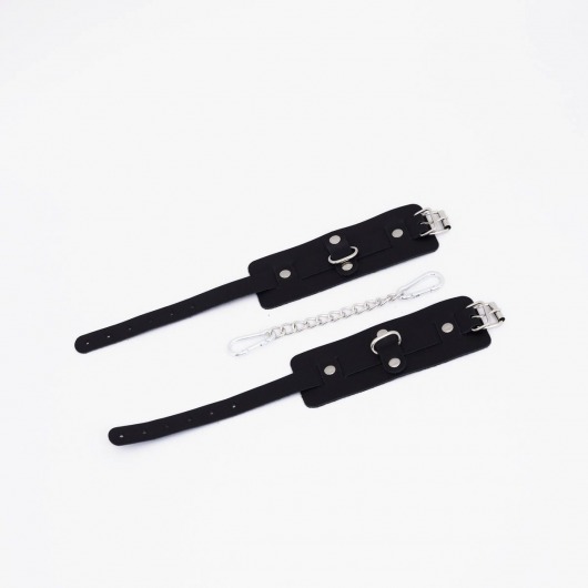 Черные кожаные оковы с хромированной фурнитурой - Crazy Handmade - купить с доставкой в Рязани