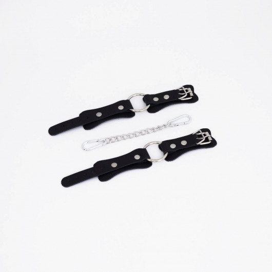 Черные кожаные наручники с кольцом - Crazy Handmade - купить с доставкой в Рязани