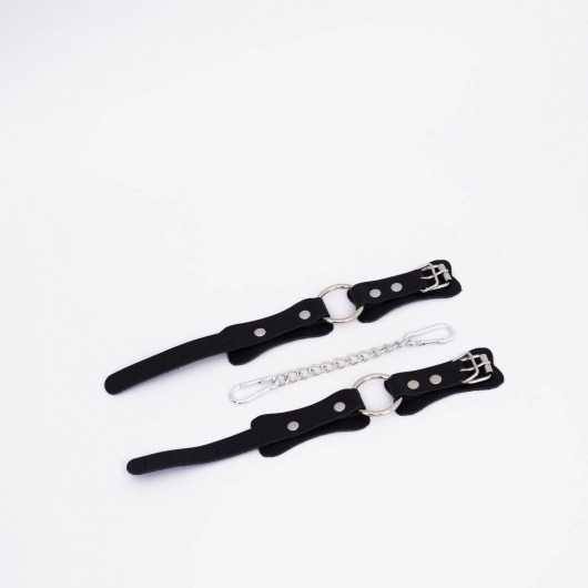 Черные кожаные оковы с кольцом - Crazy Handmade - купить с доставкой в Рязани