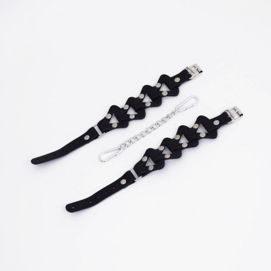 Черные кожаные оковы из звеньев - Crazy Handmade - купить с доставкой в Рязани