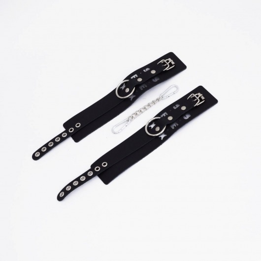 Черные кожаные оковы Sex - Crazy Handmade - купить с доставкой в Рязани