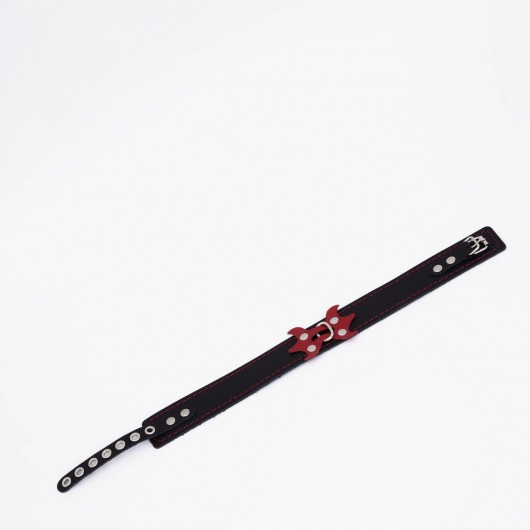 Черный ошейник с красным декором и строчкой - Crazy Handmade - купить с доставкой в Рязани