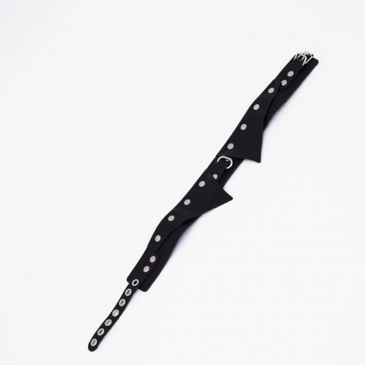 Черный однослойный кожаный ошейник с имитацией воротничка - Crazy Handmade - купить с доставкой в Рязани