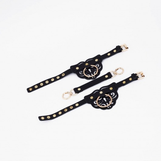 Черные оковы с золотистой фурнитурой - Crazy Handmade - купить с доставкой в Рязани