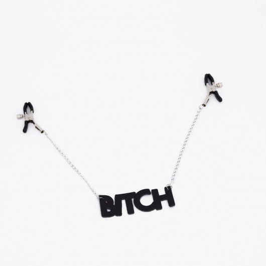 Зажимы на соски с кожаной подвеской Bitch - Crazy Handmade - купить с доставкой в Рязани