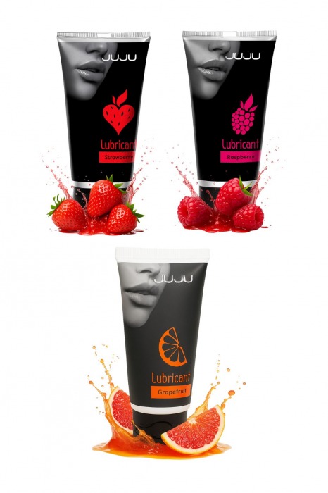 Набор из 3 съедобных лубрикантов JUJU (клубника, малина, грейпфрут) - JuJu - купить с доставкой в Рязани