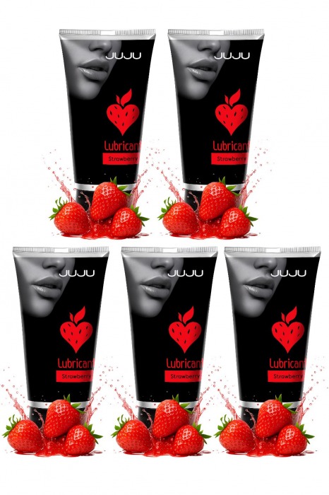 Набор из 5 съедобных лубрикантов JUJU со вкусом клубники - JuJu - купить с доставкой в Рязани