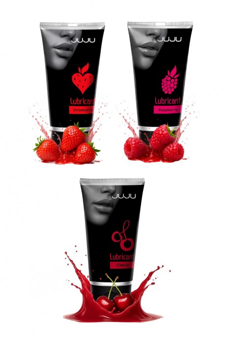 Набор из 3 съедобных лубрикантов JUJU (клубника, малина, вишня) - JuJu - купить с доставкой в Рязани