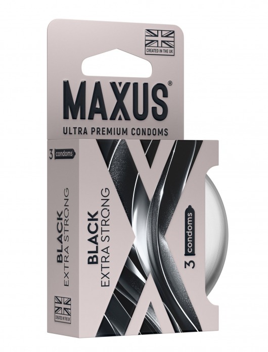 Черные утолщенные презервативы MAXUS Extra Strong с железным кейсом - 3 шт. - Maxus - купить с доставкой в Рязани