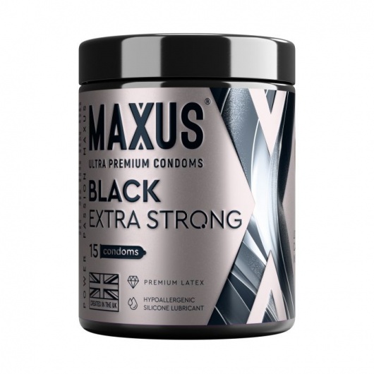 Черные утолщенные презервативы MAXUS Extra Strong с железным кейсом - 15 шт. - Maxus - купить с доставкой в Рязани