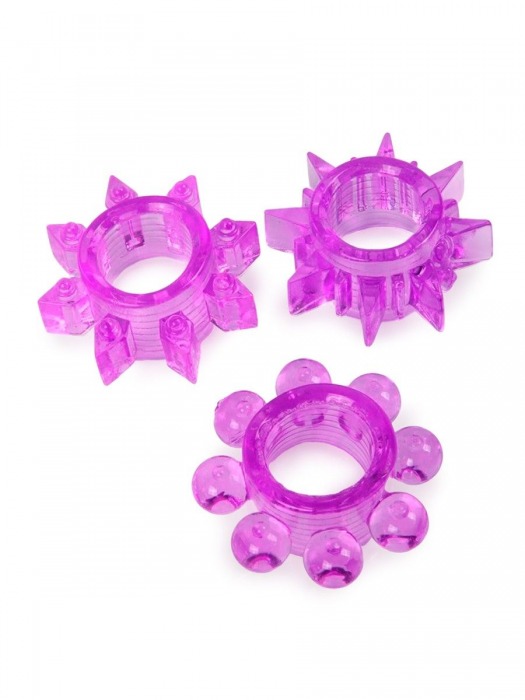 Набор из 3 лиловых эрекционных колец различной формы - Erowoman-Eroman - в Рязани купить с доставкой