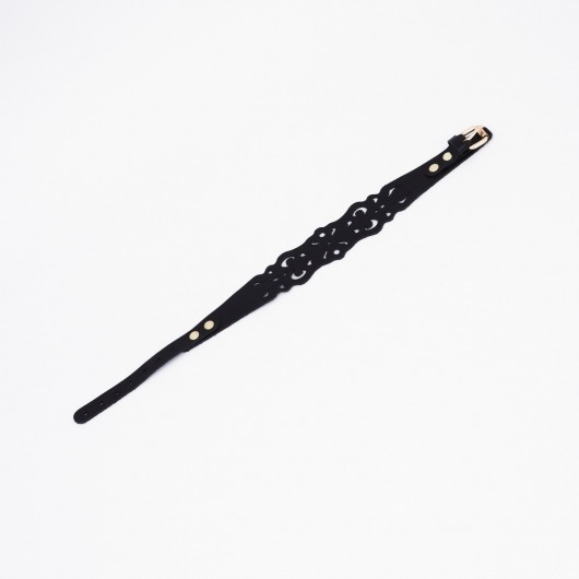 Черный ажурный чокер с золотистой фурнитурой - Crazy Handmade - купить с доставкой в Рязани