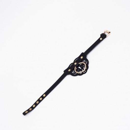 Черный чокер с клепками и золотистой фурнитурой - Crazy Handmade - купить с доставкой в Рязани