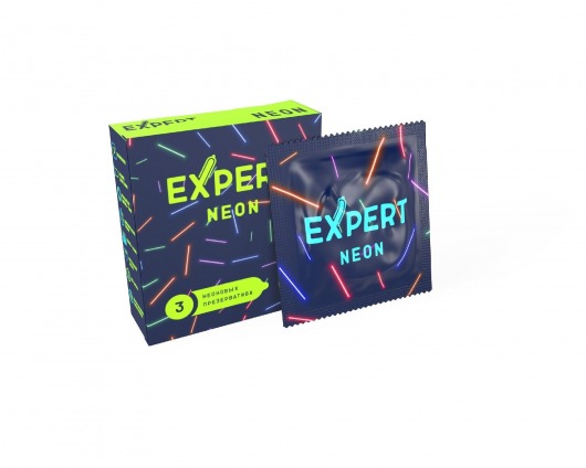 Светящиеся в темноте презервативы Expert Neon - 3 шт. - Expert - купить с доставкой в Рязани