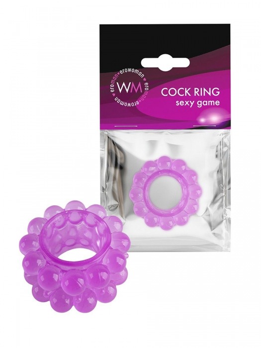 Лиловое эрекционное кольцо с 2 рядами стимулирующих шариков - Erowoman-Eroman - в Рязани купить с доставкой