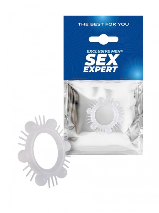 Эластичное эрекционное кольцо с шипиками и шариками - Sex Expert - в Рязани купить с доставкой