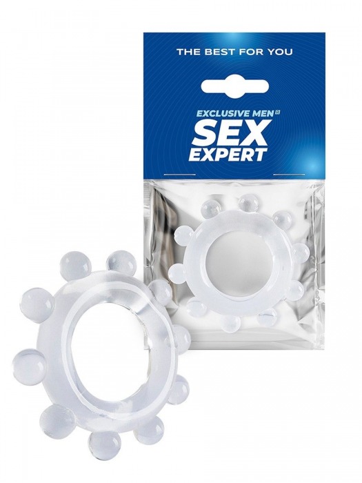 Прозрачное эрекционное кольцо со стимулирующими шариками - Sex Expert - в Рязани купить с доставкой