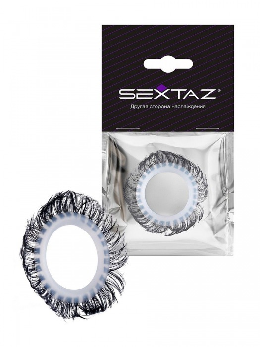 Эластичное эрекционное колечко с черными «ресничками» - Sextaz - в Рязани купить с доставкой