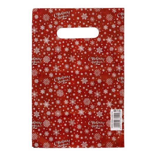 Красный подарочный новогодний пакет с вырубной ручкой (20х30 см) - Сима-Ленд - купить с доставкой в Рязани